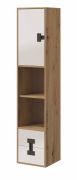 Jeugdkamer - kast Garian 06, kleur: eiken / wit / grijs, afmetingen: 191 x 40 x 40 cm (H x B x D)