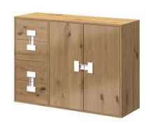 Jeugdkamer - kast Garian 08, kleur: eiken / wit, afmetingen: 86 x 118x 40 cm (H x B x D)
