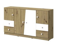 dressoir / ladekast Sirte 06, kleur: eiken / wit mat - afmetingen: 90 x 160 x 40 cm (H x B x D)