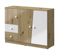 Dressoir / kast Sirte 07, kleur: eiken / wit hoogglans - afmetingen: 90 x 120 x 40 cm (H x B x D)