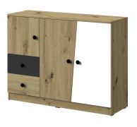 Dressoir / kast Sirte 07, kleur: eiken / wit / mat zwart - afmetingen: 90 x 120 x 40 cm (H x B x D)