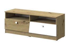 TV-onderkast Sirte 08, kleur: Wit / mat eiken - Afmetingen: 45 x 120 x 40 cm (H x B x D)