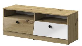 TV-onderkast Sirte 08, kleur: eiken / wit / zwart hoogglans - afmetingen: 45 x 120 x 40 cm (H x B x D)