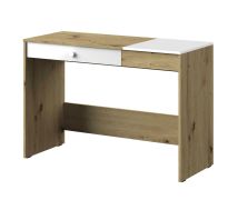 Bureau Sirte 10, kleur: eiken / wit hoogglans - afmetingen: 82 x 120 x 50 cm (H x B x D)