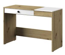 Bureau Sirte 10, kleur: eiken / wit / zwart hoogglans - afmetingen: 82 x 120 x 50 cm (H x B x D)