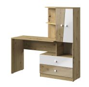 Bureau met kastuitbreiding Sirte 11, kleur: eiken / wit hoogglans - afmetingen: 153 x 150 x 50 cm (H x B x D)