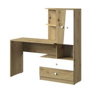 Bureau met kastuitbreiding Sirte 11, kleur: eiken / wit mat - afmetingen: 153 x 150 x 50 cm (H x B x D)
