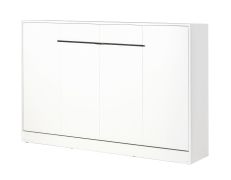 Horizontaal opklapbed | Opklapbed | Wandbed | Matrasmaat 120 x 200 cm | Eenpersoonsbed | Kleur: wit / zwart | incl. lattenbodem | 2 schappen | Nalut 11