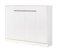 Horizontaal opklapbed | Matrasmaat 140 x 200 cm | Opklapbed | Wandbed | Eenpersoonsbed | Kleur: wit / zwart | incl. lattenbodem | 2 schappen | Nalut 12