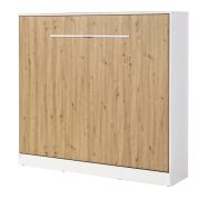 Horizontaal opklapbed | incl. lattenbodem | matrasmaat 160 x 200 cm | opklapbed | wandbed | tweepersoonsbed | kleur: eiken / wit | 2 schappen | Nalut 13