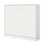Horizontaal opklapbed | incl. lattenbodem | matrasmaat 160 x 200 cm | opklapbed | wandbed | tweepersoonsbed | kleur: wit | 2 schappen | Nalut 13