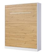Verticaal opklapbed | incl. lattenbodem | matrasmaat 160 x 200 cm | opklapbed | wandbed | tweepersoonsbed | kleur: eiken / wit | 3 schappen | Nalut 10