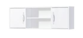 Hangkast met 4 vakken | Metalen handgrepen | 120 x 25 x 40 cm | Kleur: wit | 2 deuren | 1 schap | Nalut 06
