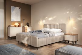 Slaapkamer compleet G Belladere | 3-delig | notenhout/kasjmier | eenpersoonsbed incl. lattenbodem | matrasmaat 140 x 200 cm | 1 nachtkastje | 1 ladekast