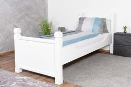 Wit eenpersoonsbed van massief grenen hout 101, incl. lattenbodem, ligvlak 80 x 200 cm, klein logeerbed, zeer stabiel en duurzaam, modern