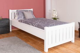Wit jeugd- tienerbed 107, massief beukenhout, incl. lattenbodem, ligvlak 90 x 200 cm, eenvoudig kinderbed, makkelijk te combineren, snel en eenvoudig te monteren