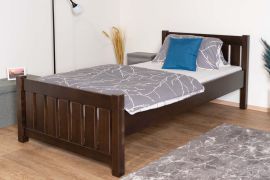 Modern eenpersoonsbed, massief beuken 107, kleur walnoten, ligvlak 100 x 200 cm, incl. lattenbodem, comfortabel logeerbed, eenvoudig te combineren, stabiel