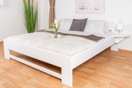 Wit tweepersoonsbed, comfortabel logeerbed massief beukenhout 110, incl. lattenbodem, matras afmetingen 180 x 200 cm, functioneel ontwerp, duurzaam