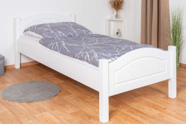 Wit eenpersoonsbed, robuust logeerbed massief beukenhout 113, incl. lattenbodem, ligvlak 90 x 200 cm, hoogwaardige afwerking, duurzaam