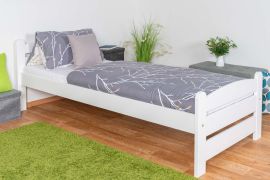 Wit eenpersoonsbed, hoogwaardig logeerbed, massief beuken 118, incl. lattenbodem, ligvlak 80 x 200 cm