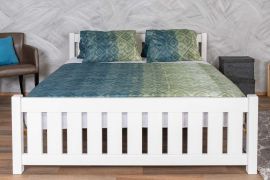 Tweepersoonsbed / logeerbed massief grenen 65, wit, incl. lattenbodem, matras maat 160 x 200 cm, snelle en eenvoudige montage, lange levensduur