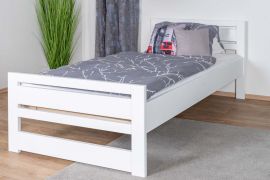 Modern kinderbed, robuust jeugdbed massief grenen 72, in wit, incl. lattenbodem, ligvlak 100 x 200 cm, snel en eenvoudig te monteren