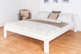 Wit massief grenen tweepersoonsbed 73, logeerbed incl. lattenbodem, ligvlak 180 x 200 cm, snel en eenvoudig te monteren, hoogwaardige afwerking