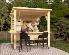 Buitenkeuken Cookingflair | Buitenkeuken | Tuinkeuken | Sparrenhout en grenen hout | 242 x 200 x 240 cm | incl. keuken werkblad