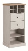 Wijnrek Lägern 04, kleur: wit grenen / bruin eiken - 127 x 57 x 46 cm (H x B x D)