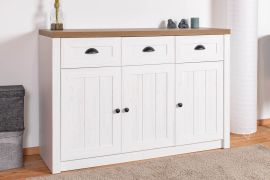 Ladekast Segnas 02, kleur: wit grenen / bruin eiken - 88 x 130 x 43 cm (H x B x D)