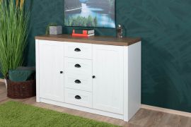 Ladekast Segnas 03, kleur: wit grenen / bruin eiken - 88 x 130 x 43 cm (H x B x D)