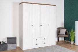 Draaideurkast / Kledingkast Segnas 16, kleur: wit grenen / bruin eiken - 198 x 171 x 53 cm (H x B x D)