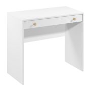 Wit bureau Ersigen 01, 76 x 90 x 40 cm, elegante metalen handgrepen in goud, ABS-randafwerking, make-up tafel, met 1 grote, ruime lade