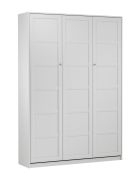 Wit opklapbed Ersigen 06, wandbed, matrasmaat 140 x 200 cm, gouden handgrepen, ABS-randbescherming, opklapbaar eenpersoonsbed, met veermechanisme