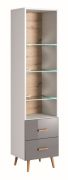 Open kast Hohgant 10, kleur: wit / grijs hoogglans - 209 x 50 x 42 cm (H x B x D)