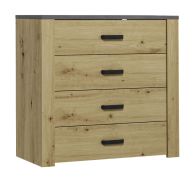 Ladekast Talimatau 04, kleur: eiken / grijs - 86 x 91 x 43 cm (H x B x D)