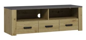 TV-onderkast Talimatau 08, kleur: eiken / grijs - 45 x 138 x 43 cm (H x B x D)