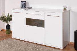 Ladekast Garim 3, kleur: wit hoogglans - 85 x 150 x 45 cm (H x B x D)