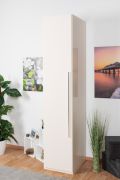 Draaideurkast / kledingkast Siumu 01, kleur: beige / beige hoogglans - 224 x 47 x 56 cm (h x b x d)