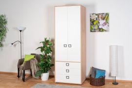 Drehtürenschrank / Kleiderschrank 18, Farbe: Buche / Weiß - 236 x 84 x 56 cm (H x B x T)