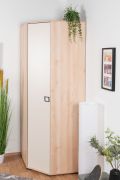 Kinderkamer - kledingkast / hoekkast Benjamin 20, kleur: beuken / crème - 236 x 86 x 86 cm (h x b x d)