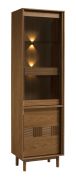 Vitrinekast met deurscharnier links | 58 x 43 x 204 cm | eiken karamel | incl. LED verlichting | vitrinekast | 1 lade | 2 deuren | 5 vakken | gehard glas Antisol bruin | Inginele 06