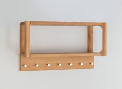 Kapstok / massief hout / geolied eiken / 7 haken / met plank / kleur: eiken / 63 x 22 x 36 cm / Seille 20
