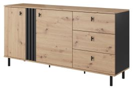 Dressoir / ladekast Gardane 05, kleur: eiken / antraciet - Afmetingen: 82 x 165 x 40 cm (H x B x D)