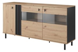 Dressoir / ladekast Gardane 04, kleur: eiken / antraciet - Afmetingen: 82 x 165 x 40 cm (H x B x D)