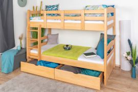Stapelbed 90 x 200 cm voor volwassenen "Easy Premium Line" K17/n incl. 2 laden en 2 afdekpanelen, massief beuken transparant gelakt, deelbaar