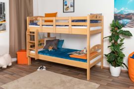 Kinderbed stapelbed "Easy Premium Line" K19/n, hoofdbord en voeteneind met gaten, massief beukenhout transparant gelakt - 90 x 190 cm (b x l), deelbaar