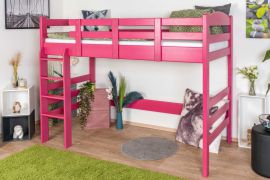 Hoogslaper 90 x 200 cm voor volwassenen, "Easy Premium Line" K22/n, massief beuken roze gelakt, deelbaar