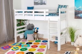 Kinderbed / hoogslaper "Easy Premium Line" K22/n, massief wit beuken - ligvlak: 90 x 190 cm