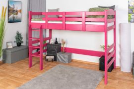 Hoogslaper 90 x 190 cm voor volwassenen, "Easy Premium Line" K22/n, massief beuken roze gelakt, deelbaar